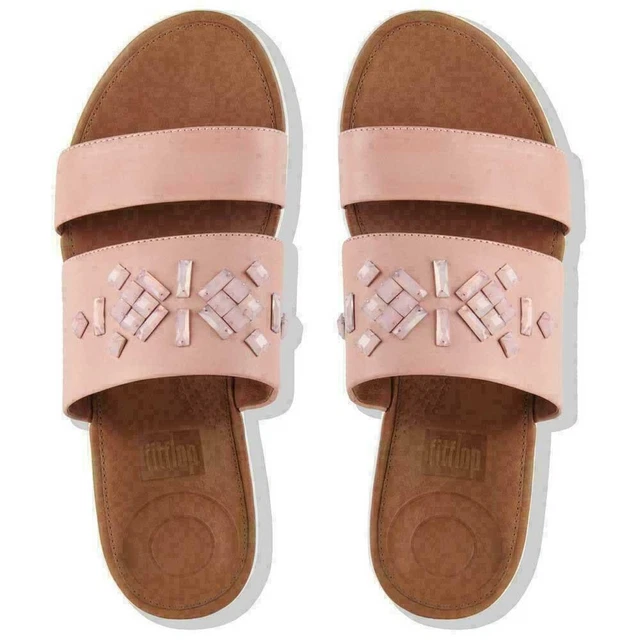 RRP £90 womens FITFLOP crystal leather Slide Sandal size uk 6 eur 39, us 8