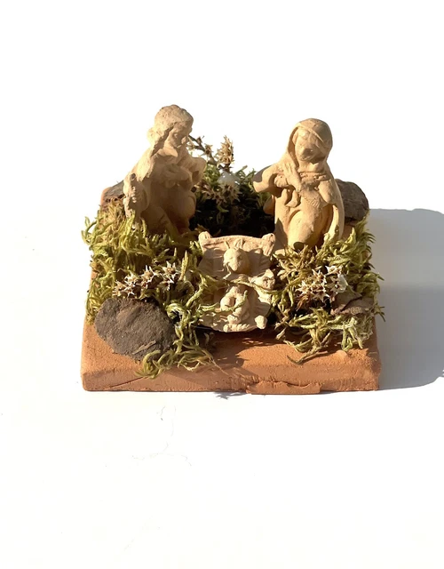 VINTAGE ITALIAN TERRA Cotta Nativity Set Manger Scene Clay Italy Hand