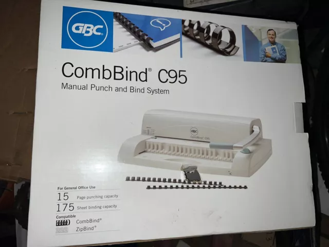 NEW GBC CombBind C95 Manual Punch & Bind System 15 Page Punching 175 Binding 3