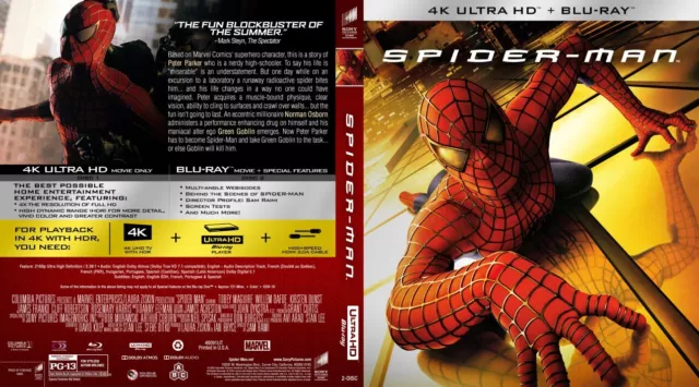 Spider-Man (2002) 4K CUSTOM Cover W/ Empty Blu Case (No Discs) Tobey Maguire