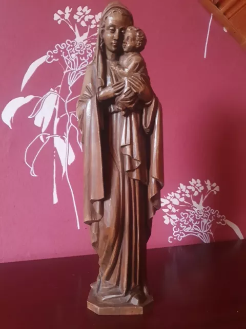 Wunderschöne Holz Figur Madonna mit Kind,