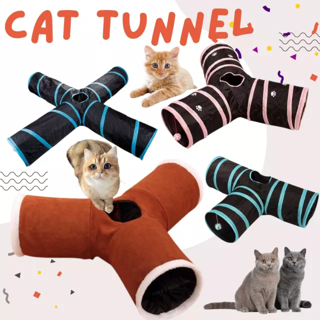 Cat Toy Tunnel Pet Tube Collapsible Indoor Play Kitten Puppy Exercising Training