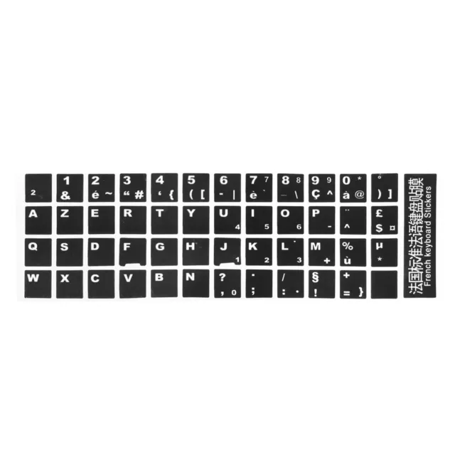 Lettres blanches Sticker autocollant Azerty clavier Français Noir pour PC