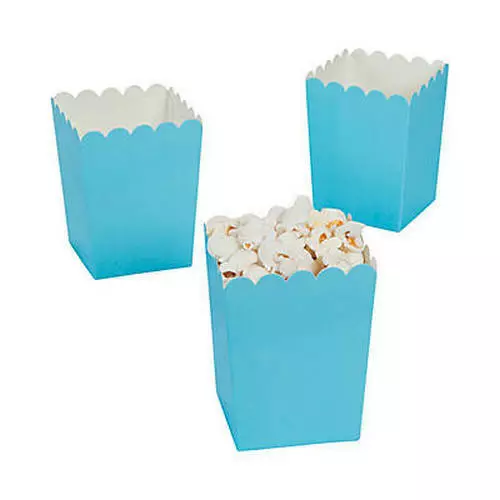 Pack of 12 - Light Blue Popcorn Boxes -  Party Box Favors