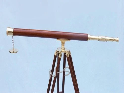 Télescope médéval en laton épque de navgaton de prate avec boîte