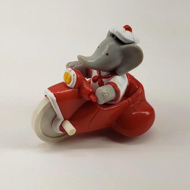 1990 Arby's Babar Riding Tricycle Rolling Elephant Hat Red Collectible Toy Vtg