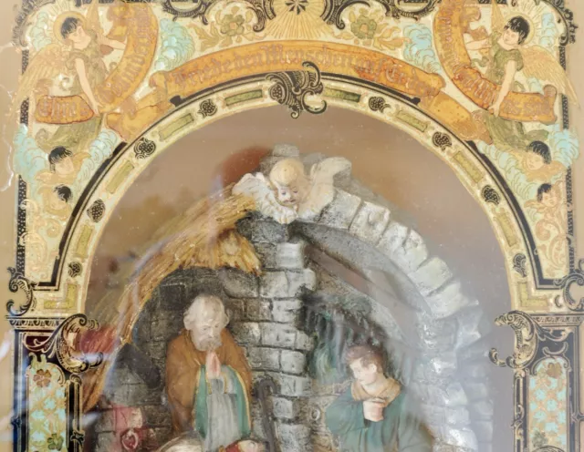Eingericht Hinterglas Malerei Klosterarbeit "Friede den Menschen auf Erde" Altar 3