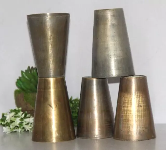 1930'S Old Brass Handcrafted 5Pc Floral Inlay Engraved Milk/Lassi Drinking Glass