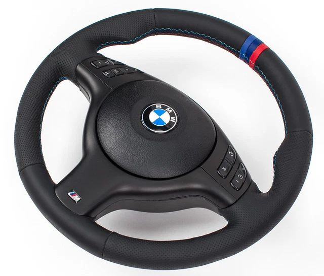 Volant M3 E36 M5 E39 cuir Nappa lisse perforé sur parties latérales - S