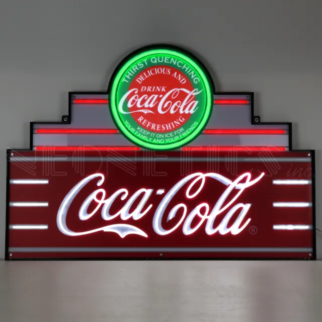 Coca-Cola LED Flex-Neon Look Sign - Art Deco Marquee - Ice Cold Coke - Soda Pop