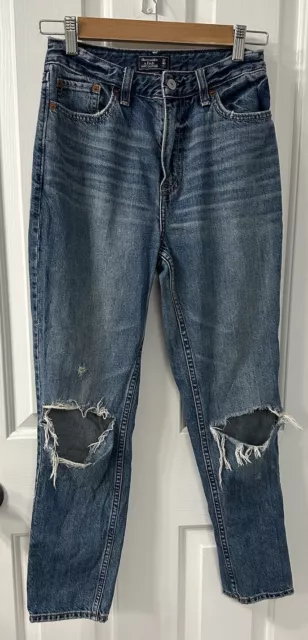 Abercrombie & Fitch Womens Annie High Rise Girlfriend Distressed Jeans Sz 24/00