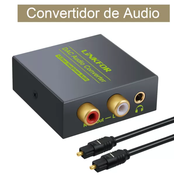 Convertidor de Audio Digital Analógico DAC Audio Toslink Óptico Conector Cable