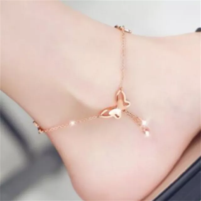 Fashion Butterfly And Rhinestone Pendant Anklets Women Yoga Beach Anklet Jewelry