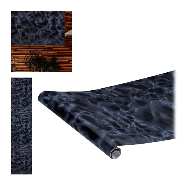 2xPapel adhesivo muebles, Pegatina decorativa, Vinilo autoadhesivo, Mármol negro