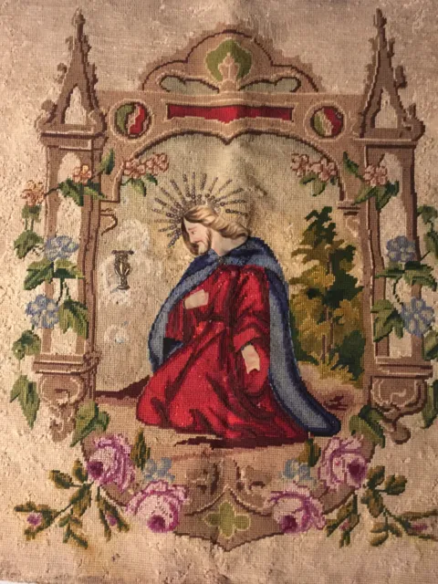 Muy Bonita Gran Bordado Religiosa, San Joseph Brode cuadro XIX Religión
