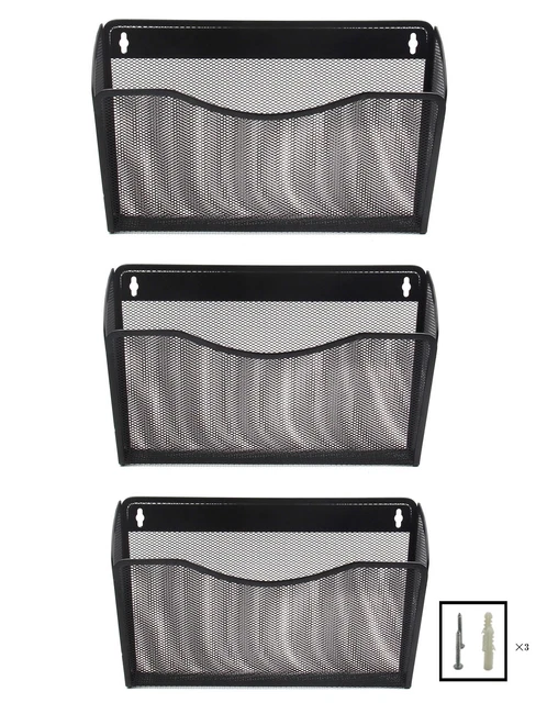 Hanging File Organizer Mesh 3 Single Pockets Wall File Holder