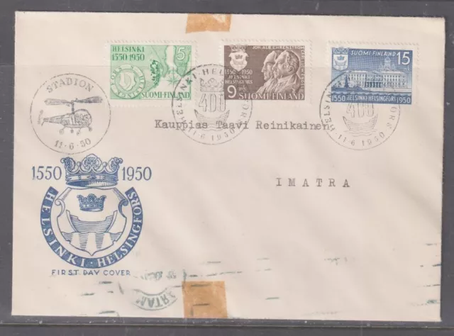 Finland 1950 Centenary of Helsinki  First Day Cover - addressed