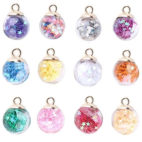 66 Stück Dome Ball Charme Bunte Glaskugel Charms Glaskugel Anhänger für Halsk...