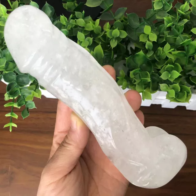 1pc Natural White Clear Quartz Carved Penis Sculpture Skull Crystal Reiki Gem