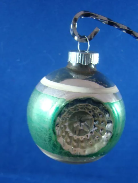 Vintage Shiney Brite 2 sided striped indent ornament. Mercury glass. 2