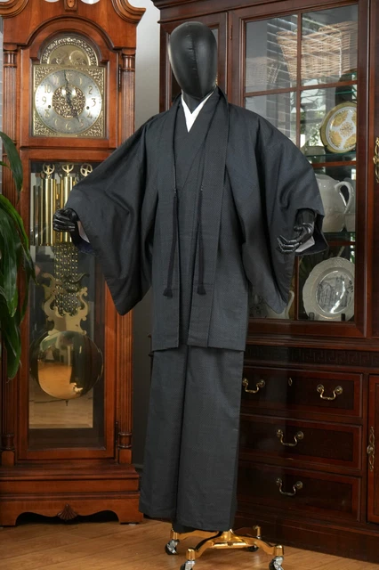 Dear Vanilla Japanese Silk Kimono/Haori Ensemble Set Men's Original Vintage Mint