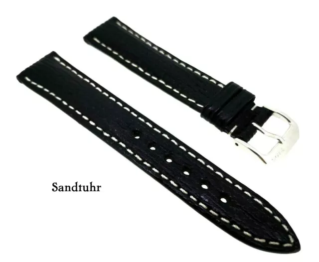 Bracelet Montre Requin Véritable 18mm Noir Made in Germany / 9