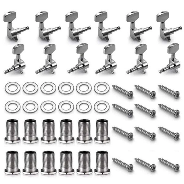 Boutons Accordeur Guitare Ébène Et Métal - Lot De 6 Pour Guitares Folk/Électriques