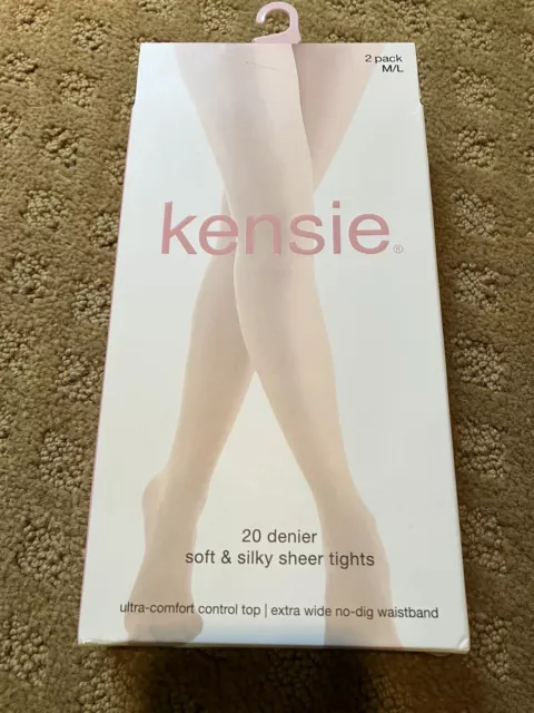 KENSIE SILKY SHEER Hosiery Control Top Panty Enhanced Toe Pantyhose Black Sz G H 14.99 PicClick
