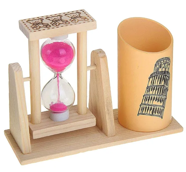 Reloj de madera para reloj de arena/soporte para lápices para oficinas,...
