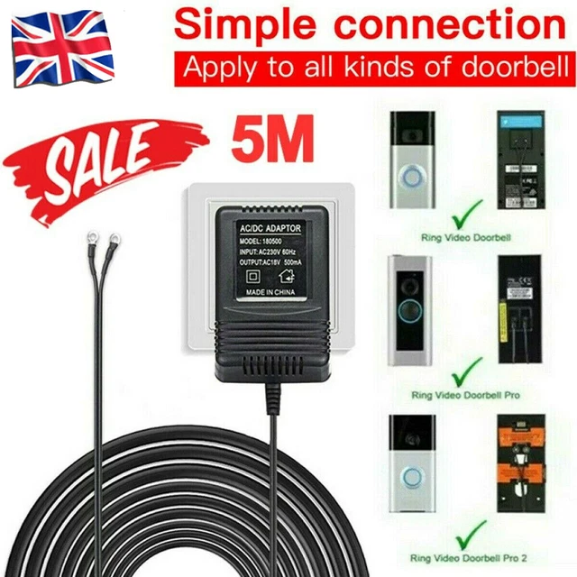 FOR VIDEO RING Doorbell Power Supply Adapter Transformer 5m 500mA UK
