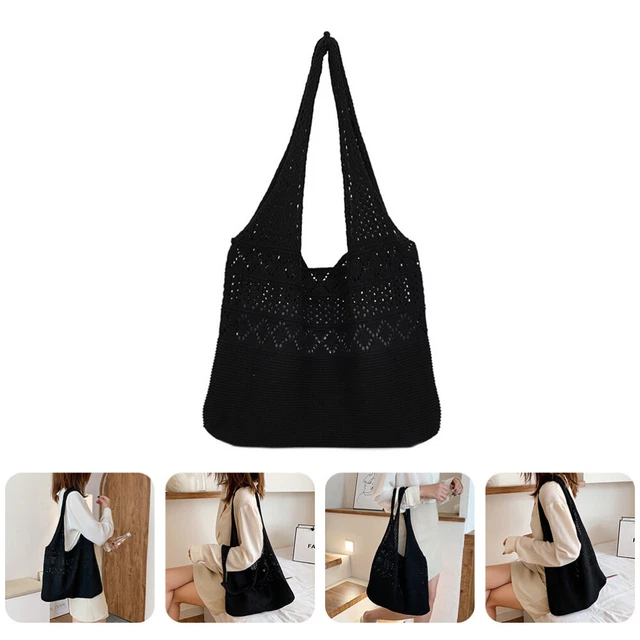 Knitted Tote Bags Hand Woven Basket Knitted Bag Shoulder Tote Bag Women Mesh Bag