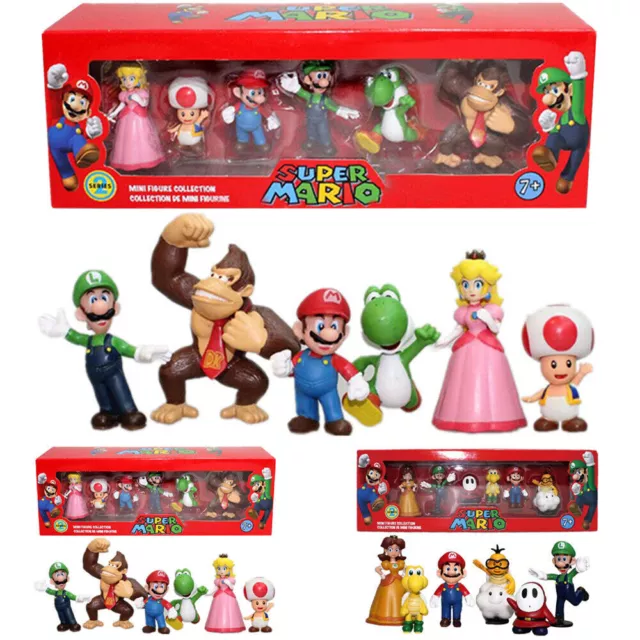 6x Super Mario Bros Action Figure Figurines Set Cake Topper Decor Kid Toy Gift 2
