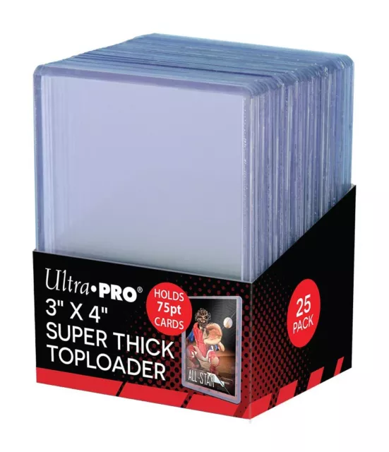 25 Ultra PRO 75pt Toploaders Thick Card Topload Holders 3 x 4" Toploader Loaders