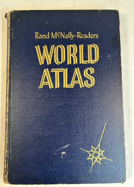 Rand McNally Readers WORLD ATLAS Book Old Maps 1955  Vintage