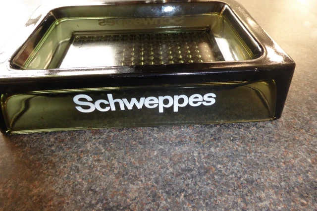 Schweppes Bicentenary Glass and Wood tray (JAS)