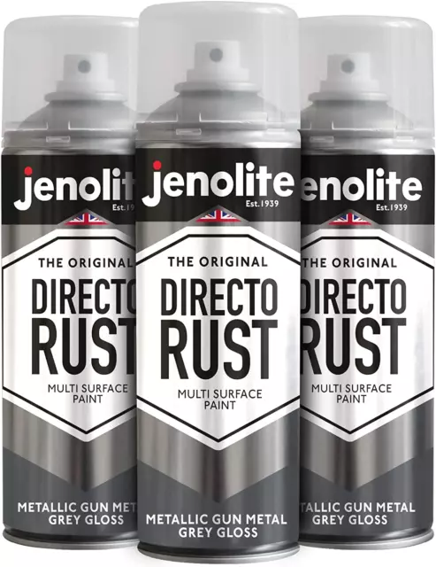 Directorust Lot De 3 Bombes De Peinture Gris Métallisé Brillant –  400 Ml