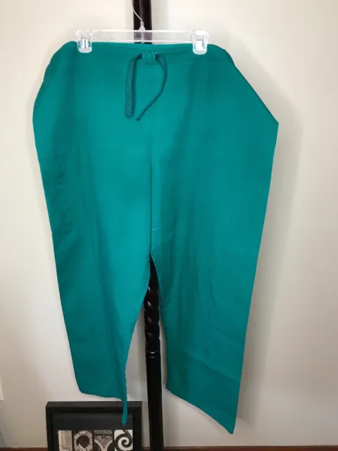 Lydias Pro Series Sz XL Green Back Pocket Side Pockets Drawstring Scrub Pants