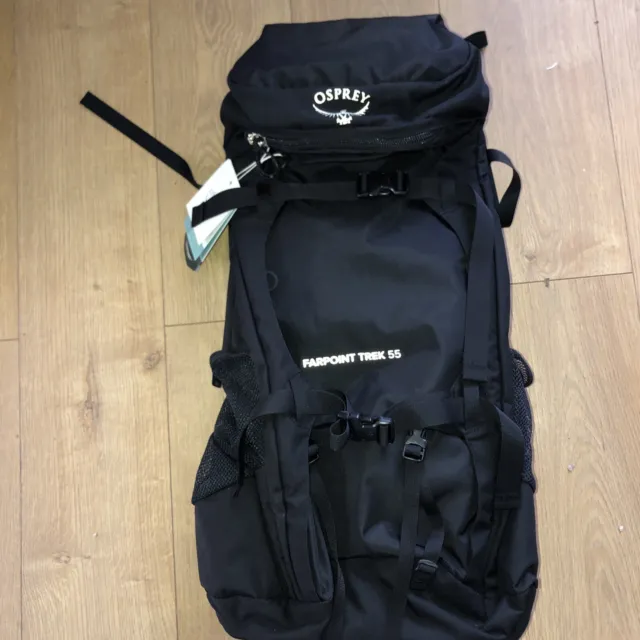 Osprey Farpoint Trek 55 Men's Backpacking Backpack Black NEW WITH SLIGHT DEFECT
