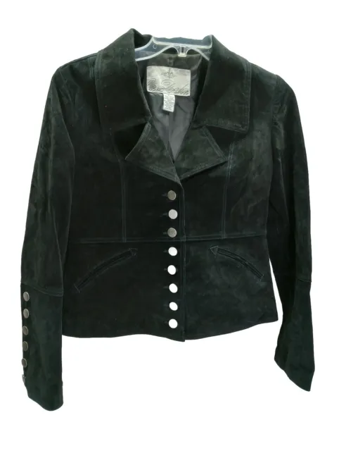 BB Dakota Brown Genuine Suede Leather Button Up Jacket Size L Lined Blazer