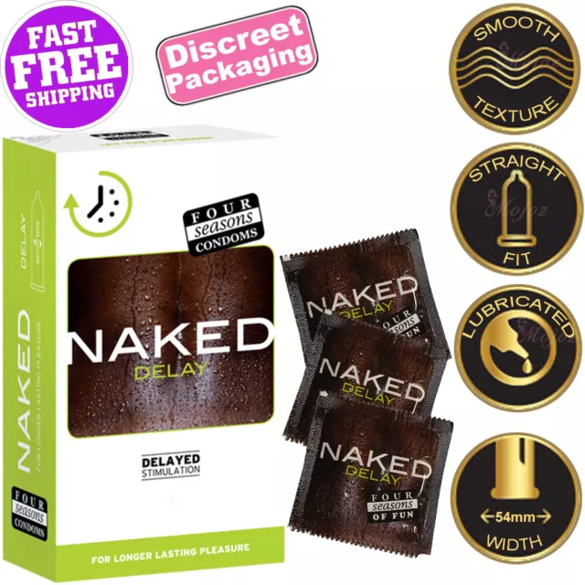 Four Seasons Naked Delay 24-300 Condoms Longer Lasting Pleasure Bulk Au Stock