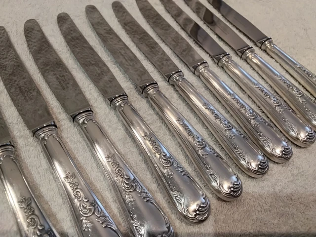 12 COUTEAUX DE Table Style Louis XV Orfèvrerie François Frionnet Métal