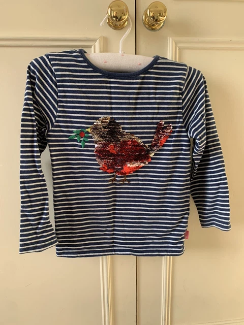 Jojo Maman Bebe sequin robin Christmas top age 6