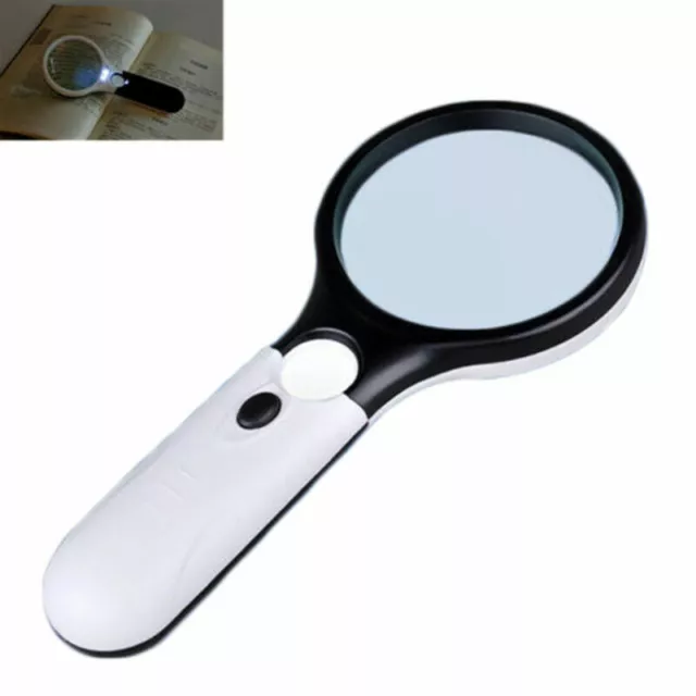 Handheld Magnifier 45X Reading Magnifying Glass Jewelry Loupe with 3 LED Lights