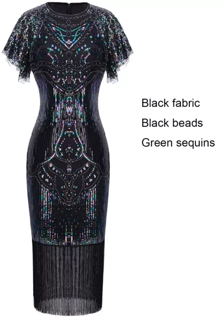 Ladies 20s 1920s Roaring Flapper Costume Sequin Gatsby Fancy Dress