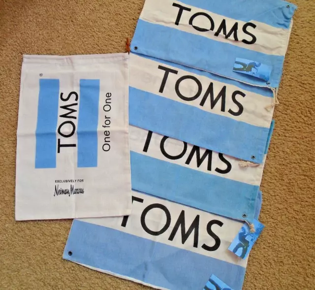 TOMS Canvas Shoe Bag Dust Covers Drawstring Travel Lot of 5 New