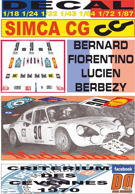 Miniature 1/43 Simca CG Proto MC - Rallye Critérium Des Cévennes 1971 - B. Fiorentino