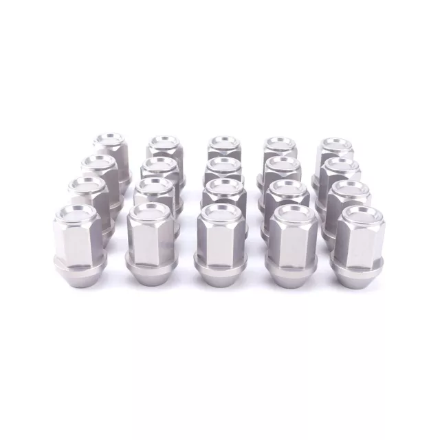 20pcs Aluminum Tuners Lug Nuts M12x1.5 60 Degree Tapered Wheel Bolts 35mm Silver