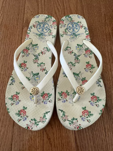 Tory Burch Floral Thong Flip Flop Sandals Women’s Size 8