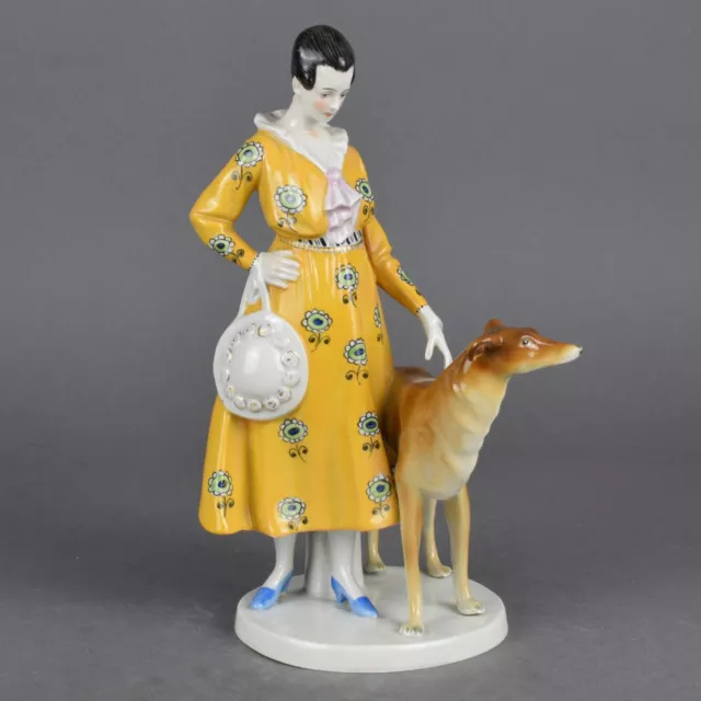 Goebel Art Deco Dame mit Windhund Greyhound Hund dog Porzellanfigur figure