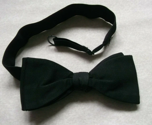 Bow Tie MENS Retro Dickie Bowtie Adjustable 1960s 1970s SOLID BLACK Vintage